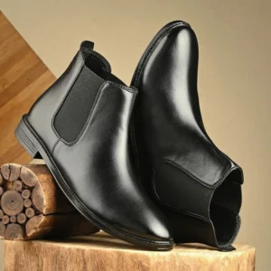 Layasa Men Casual Comfortable Synthetic Leather Boots For Men (Black , 6)