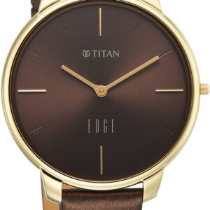 Titan Edge Velora Brown Dial Quartz Brown Satin Leather Strap Analog Watch - For Women 2654QL02