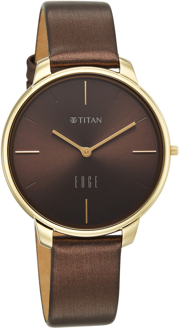 Titan Edge Velora Brown Dial Quartz Brown Satin Leather Strap Analog Watch - For Women 2654QL02