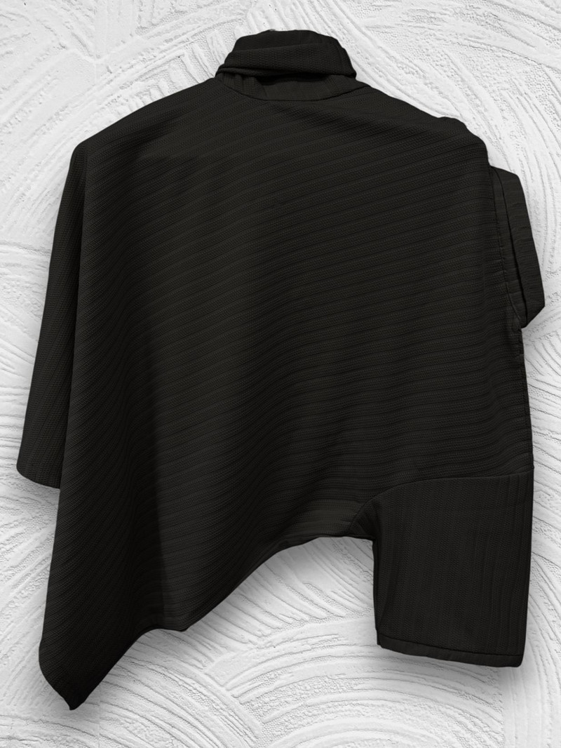 JINIK Men Self Design Polo Neck Elastane Black T-Shirt - Image 2