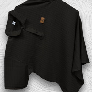JINIK Men Self Design Polo Neck Elastane Black T-Shirt